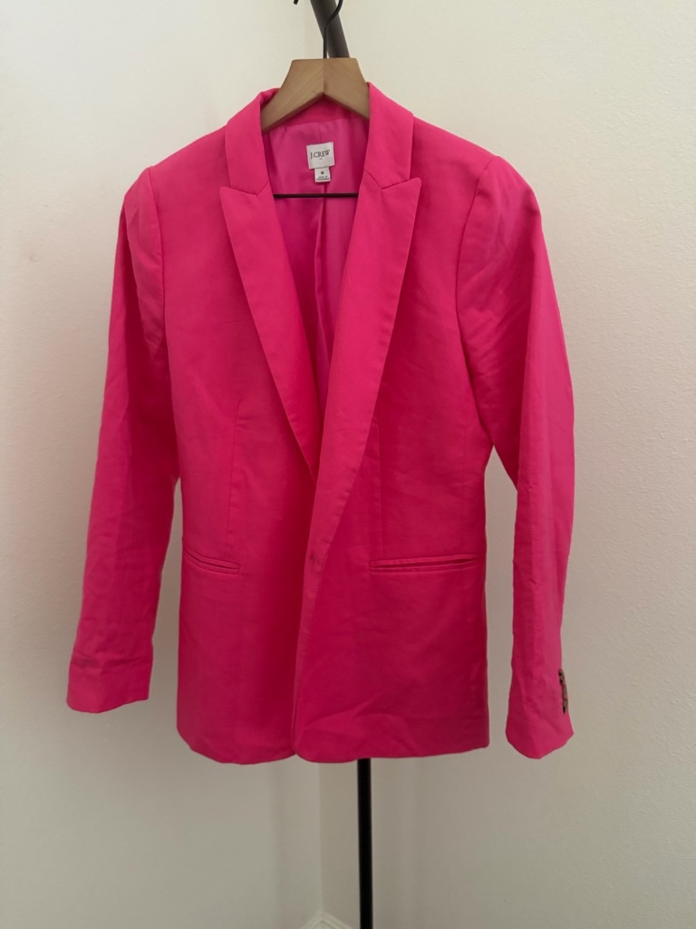 J. Crew Bright Pink Single-Button Blazer linen blend - Picture 4 of 7